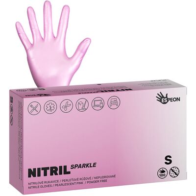 ESPEON Nitril Sparkle perleťovo ružové veľ. S, 100 ks ESPEON Nitril Sparkle perleťovo ružové veľ. S, 100 ks