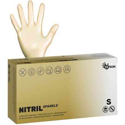 ESPEON Nitril Sparkle perleťovo zlaté veľ. S, 100 ks ESPEON Nitril Sparkle perleťovo zlaté veľ. S, 100 ks