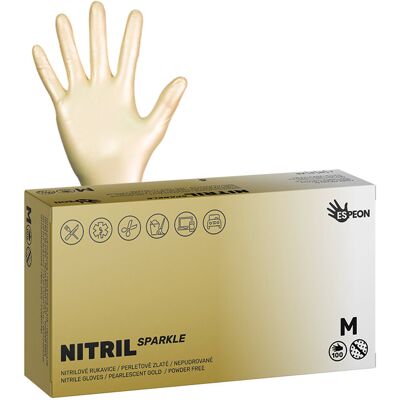 ESPEON Nitril Sparkle perleťovo zlaté veľ. M, 100 ks ESPEON Nitril Sparkle perleťovo zlaté veľ. M, 100 ks