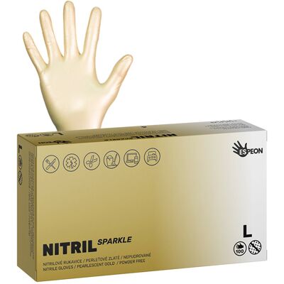 ESPEON Nitril Sparkle perleťovo zlaté veľ. L, 100 ks ESPEON Nitril Sparkle perleťovo zlaté veľ. L, 100 ks