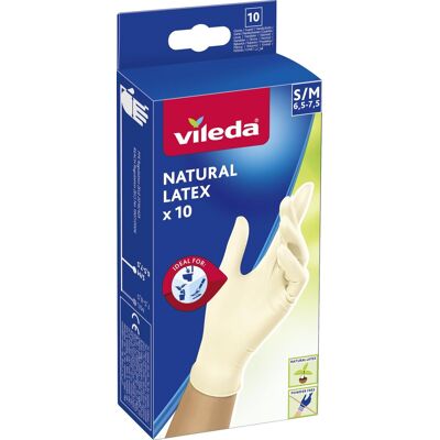 VILEDA Natural Latex rukavice S/M 10 ks VILEDA Natural Latex rukavice S/M 10 ks