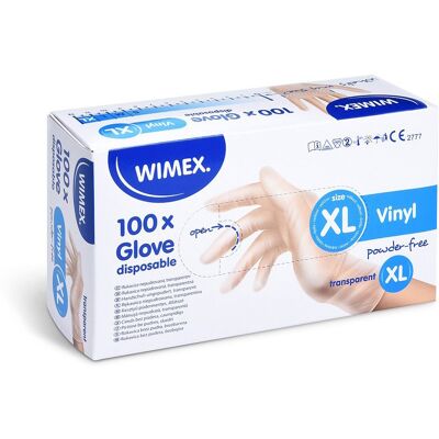 Wimex vinylové rukavice, nepudrované, transparentné `XL` – 100 ks Wimex vinylové rukavice, nepudrované, transparentné `XL` – 100 ks