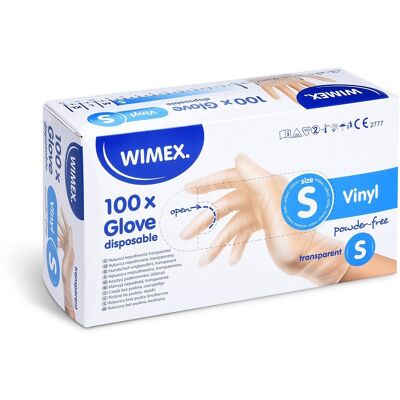 Wimex vinylové rukavice, nepudrované, transparentné `S` – 100 ks Wimex vinylové rukavice, nepudrované, transparentné `S` – 100 ks
