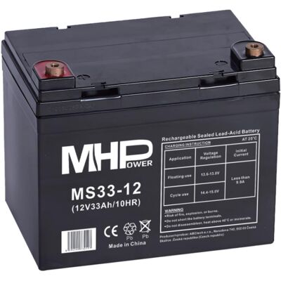 MHPower battery MHPower olovený akumulátor AGM 12 V/33 Ah, Terminál L2 – 6,4, MS33-12 MHPower battery MHPower olovený akumulátor AGM 12 V/33 Ah, Terminál L2 – 6,4, MS33-12