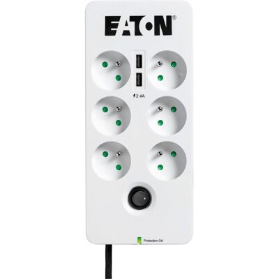 EATON Protection Box 6 USB FR, 6 výstupov, zaťaženie 10 A, 2× USB port EATON Protection Box 6 USB FR, 6 výstupov, zaťaženie 10 A, 2× USB port