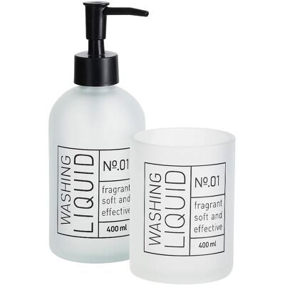 Bathroom Solutions Onyx, sklenený dávkovač na mydlo a pohárik na kefky, biely Bathroom Solutions Onyx, sklenený dávkovač na mydlo a pohárik na kefky, biely