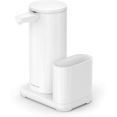 Simplehuman Bezdotykový dávkovač mydla 414 ml + držiak na hubku, biela oceľ Simplehuman Bezdotykový dávkovač mydla 414 ml + držiak na hubku, biela oceľ