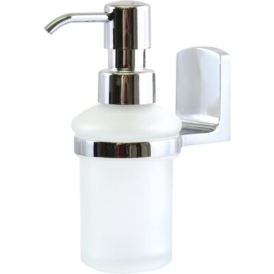 Spirella Nástenný dávkovač mydla TAKU, biely, sklo, 200 ml, chrómovaná lesklá oceľ Spirella Nástenný dávkovač mydla TAKU, biely, sklo, 200 ml, chrómovaná lesklá oceľ