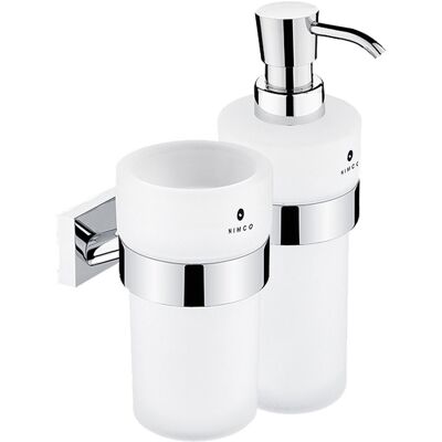 Nimco Dávkovač mydla a držiak na kefky Keira chróm sklo – pumpička plast KE-2205831W-26 Nimco Dávkovač mydla a držiak na kefky Keira chróm sklo – pumpička plast KE-2205831W-26