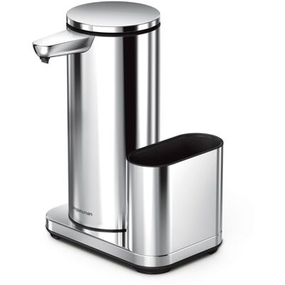 Simplehuman bezdotykový dobíjací dávkovač mydla 414 ml + držiak hubky, lesklé antikoro Simplehuman bezdotykový dobíjací dávkovač mydla 414 ml + držiak hubky, lesklé antikoro