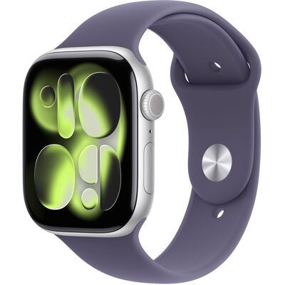 Apple Watch Series 11 42 mm Strieborný hliník s hmlovo fialovým športovým remienkom – M/L Apple Watch Series 11 42 mm Strieborný hliník s hmlovo fialovým športovým remienkom – M/L