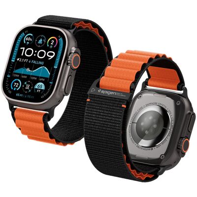 Spigen Fabric Band (hook) Apple Watch 49 mm/46 mm/45 mm/44 mm Black Orange Spigen Fabric Band (hook) Apple Watch 49 mm/46 mm/45 mm/44 mm Black Orange