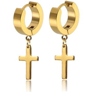 Ewena Náušnice z ocele s krížikom 10 × 15 mm Gold Ewena Náušnice z ocele s krížikom 10 × 15 mm Gold