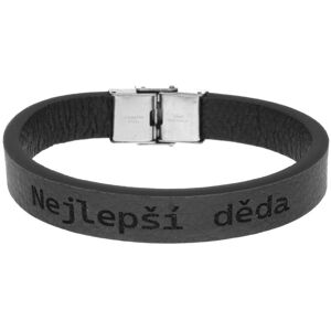 Ewena Kožený náramok čierny Nejlepší děda Ewena Kožený náramok čierny Nejlepší děda