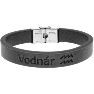 Ewena Kožený náramok čierny so znamením Vodnár Ewena Kožený náramok čierny so znamením Vodnár