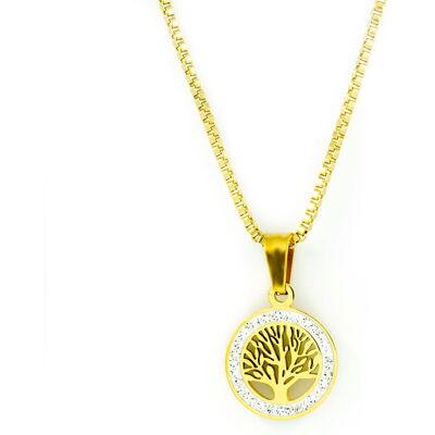 BRUNO Náhrdelník Strom života s kamienkami gold (S3831) BRUNO Náhrdelník Strom života s kamienkami gold (S3831)