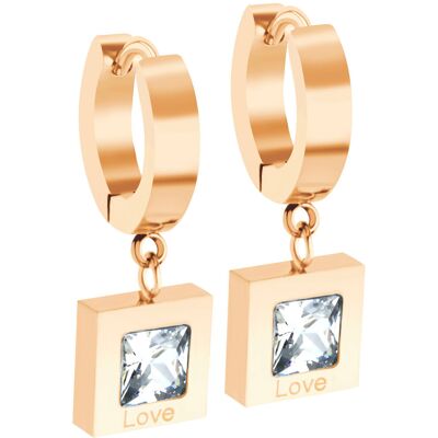 Bruno Visiace náušnice ŠTVOREC s kamienkom rose gold Bruno Visiace náušnice ŠTVOREC s kamienkom rose gold