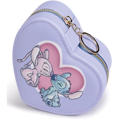 Disney Šperkovnica Stitch & Angel v tvare srdca, na zips, fialová Disney Šperkovnica Stitch & Angel v tvare srdca, na zips, fialová