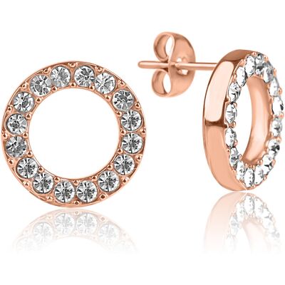 Meucci Náušnice Krúžok s kamienkami rose gold Meucci Náušnice Krúžok s kamienkami rose gold