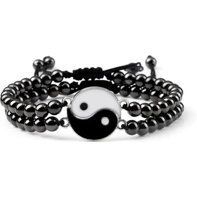 Silver Star Windstone dámsky náramok, čierny, sada 2 kusy, Yin Yang, 20 cm Silver Star Windstone dámsky náramok, čierny, sada 2 kusy, Yin Yang, 20 cm