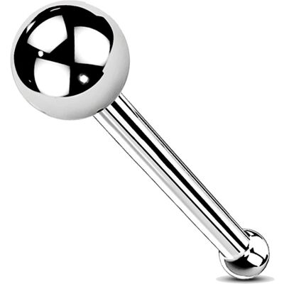 PININ Piercing do nosa rovná tyčinka, leštený – titán strieborný s guľôčkou PININ Piercing do nosa rovná tyčinka, leštený – titán strieborný s guľôčkou
