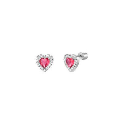 LUCA BARRA Hearts With Red And White Zircons LUCA BARRA Hearts With Red And White Zircons