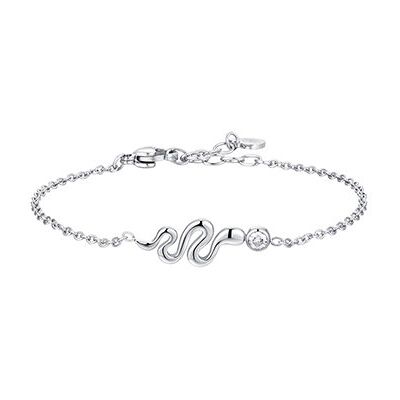 LUCA BARRA Steel Bracelet With Snake And White Crystal LUCA BARRA Steel Bracelet With Snake And White Crystal
