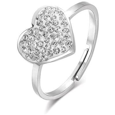 LUCA BARRA Ring With Heart And White Crystals Size: S LUCA BARRA Ring With Heart And White Crystals Size: S