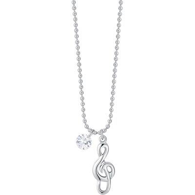 LUCA BARRA Steel Necklace With Musical Note And White Zircon LUCA BARRA Steel Necklace With Musical Note And White Zircon