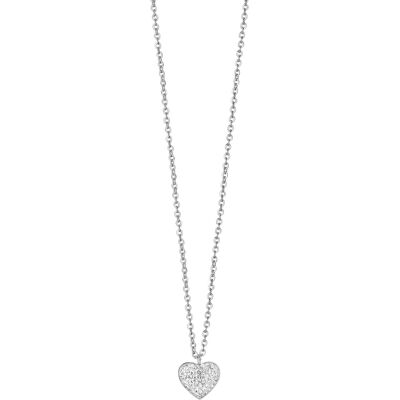 LUCA BARRA Steel Necklace With Heart And White Crystals LUCA BARRA Steel Necklace With Heart And White Crystals