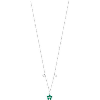 LUCA BARRA Steel Necklace With Flower Pendant With Green Zircon Petals LUCA BARRA Steel Necklace With Flower Pendant With Green Zircon Petals
