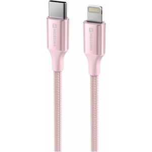Swissten dátový kábel Textile II USB-C/Lightning 1,5 m ružový Swissten dátový kábel Textile II USB-C/Lightning 1,5 m ružový