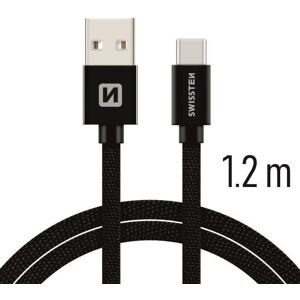Swissten textilný dátový kábel USB-C 1,2 m čierny Swissten textilný dátový kábel USB-C 1,2 m čierny