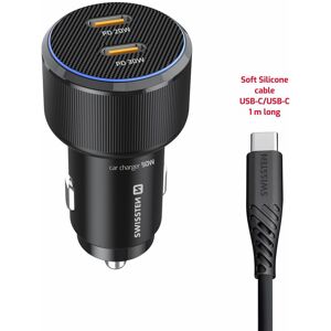 Swissten CL Adaptér 2× USB-C PD 50W čierny + kábel USB-C/USB-C 1 m Swissten CL Adaptér 2× USB-C PD 50W čierny + kábel USB-C/USB-C 1 m