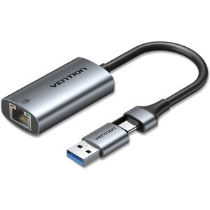 Vention USB-C + USB-A Gigabit Ethernet adaptér 0.15M Gray Aluminum Alloy Type Vention USB-C + USB-A Gigabit Ethernet adaptér 0.15M Gray Aluminum Alloy Type