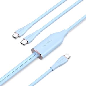 Vention USB 2.0 Type-C Male to 2 Type-C Male 5A Cable 1.5M Blue Silicone Type Vention USB 2.0 Type-C Male to 2 Type-C Male 5A Cable 1.5M Blue Silicone Type