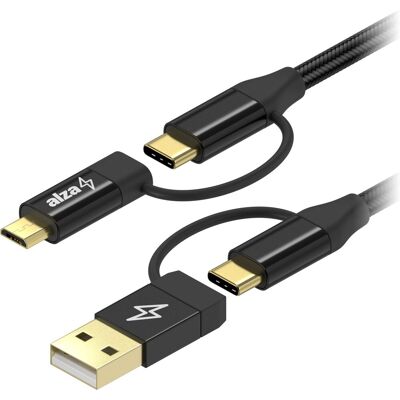 AlzaPower MultiCore 4in1 USB 60W 480Mbps 2m čierny AlzaPower MultiCore 4in1 USB 60W 480Mbps 2m čierny