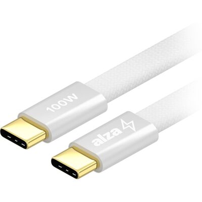 AlzaPower AluCore Flat Magnetic USB-C to USB-C 2.0 100 W 1 m strieborný AlzaPower AluCore Flat Magnetic USB-C to USB-C 2.0 100 W 1 m strieborný