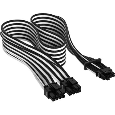 Corsair Premium Individually Sleeved 12+4pin PCIe Gen 5 12VHPWR 600 W cable Type 4 White/Black Corsair Premium Individually Sleeved 12+4pin PCIe Gen 5 12VHPWR 600 W cable Type 4 White/Black