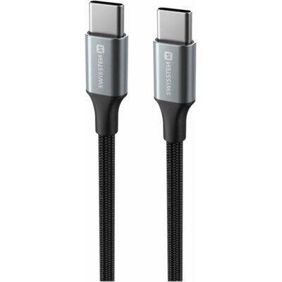 Swissten dátový kábel Textile II USB-C/USB-C 1,5 m čierny Swissten dátový kábel Textile II USB-C/USB-C 1,5 m čierny