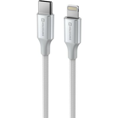 Swissten dátový kábel Textile II USB-C/Lightning 1,5 m biely Swissten dátový kábel Textile II USB-C/Lightning 1,5 m biely