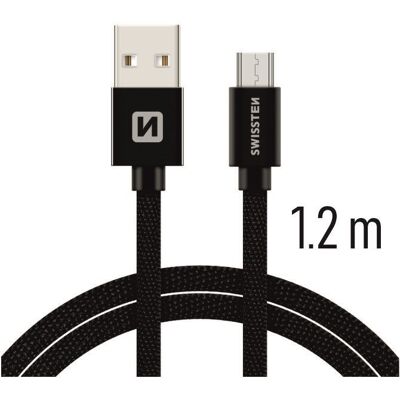 Swissten textilný dátový kábel micro USB 1,2 m čierny Swissten textilný dátový kábel micro USB 1,2 m čierny