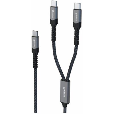 Swissten nabíjací kábel 2 v 1 100W USB-C/2x USB-C 1,5 m čierny Swissten nabíjací kábel 2 v 1 100W USB-C/2x USB-C 1,5 m čierny