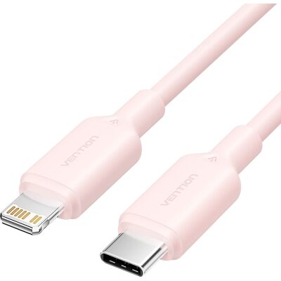 Vention USB 2.0 Type-C Male to Lightning Male 3A Cable 1 m Pink PVC Type Vention USB 2.0 Type-C Male to Lightning Male 3A Cable 1 m Pink PVC Type