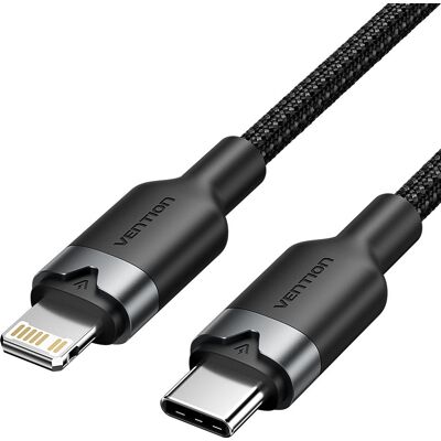 Vention USB 2.0 Type-C Male to Lightning Male 3A Cable 1 m Black Aluminum Alloy Type Vention USB 2.0 Type-C Male to Lightning Male 3A Cable 1 m Black Aluminum Alloy Type