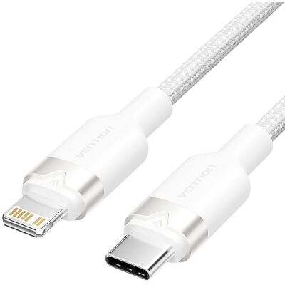 Vention USB 2.0 Type-C Male to Lightning Male 3 A Cable 1 m White Aluminum Alloy Type Vention USB 2.0 Type-C Male to Lightning Male 3 A Cable 1 m White Aluminum Alloy Type