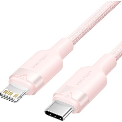 Vention USB 2.0 Type-C Male to Lightning Male 3 A Cable 1 m Pink Aluminum Alloy Type Vention USB 2.0 Type-C Male to Lightning Male 3 A Cable 1 m Pink Aluminum Alloy Type