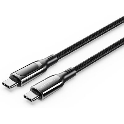 Vention Cotton Braided USB-C 2.0 5A Cable With LED Display 1.2 m Black Zinc Alloy Type Vention Cotton Braided USB-C 2.0 5A Cable With LED Display 1.2 m Black Zinc Alloy Type