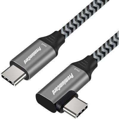 PremiumCord USB-C zahnutý kábel ( USB 3.2 GEN 2, 3A, 60 W, 20 Gbit/s ) bavlnený úplet 2m PremiumCord USB-C zahnutý kábel ( USB 3.2 GEN 2, 3A, 60 W, 20 Gbit/s ) bavlnený úplet 2m