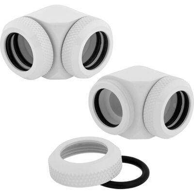 Corsair Hydro X Series XF Hardline 90° 14 mm OD Fitting Twin Pack White Corsair Hydro X Series XF Hardline 90° 14 mm OD Fitting Twin Pack White